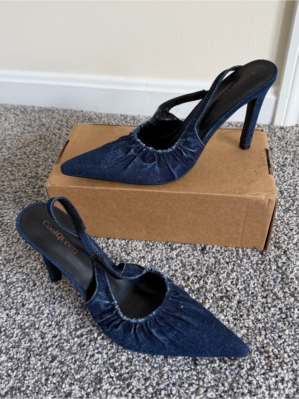 CoolQueen Closed Toe Heels for Women Stiletto 4” High Heels Slingback Pumps
